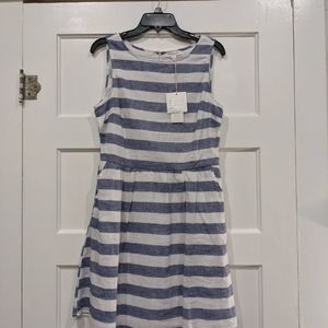 Linen Blue/Gray and White striped dress
